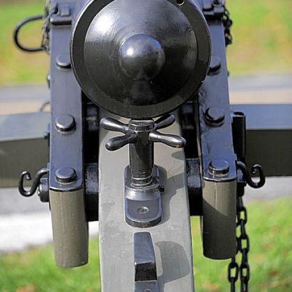 A detail of an artillery piece on the Gettysburg battlefield.