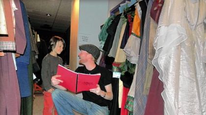Simon Nigam, 7, and Jonathan Visser in rehearsal for Pittsburgh CLO's "A Musical Christmas Carol."