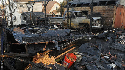 Several garages along Cherry Way in Glassport were burned to the ground early Tuesday morning.