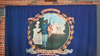 A banner used by "colored" troops during the Civil War.