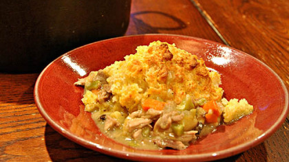 Turkey Pot Pie with Cheddar Biscuits.