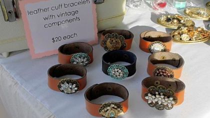 Leather cuff bracelets with vintage componets are among the items that will be available at the ninth annual Handmade Arcade.