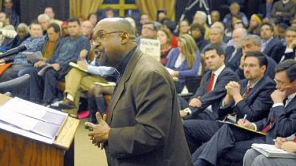 The Rev. David Thornton of Grace Memorial Presbyterian Church in the Hill District testified at county council's hearing.