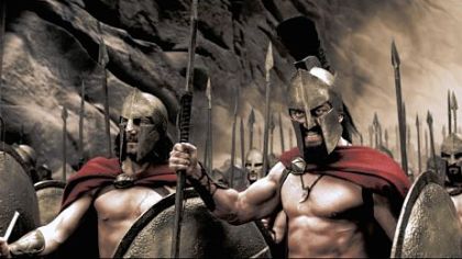 Vincent Regan and Gerard Butler in "300."  The is Gerard Butler's signature role.
