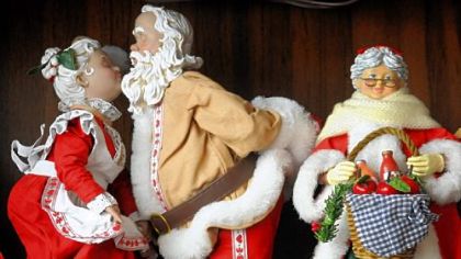 Part of a Santa display in the home's entry way.