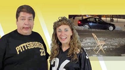 Bob Rak and Leah Hillgrove, both of Peters, performing the "The 12 Days of Pittsburgh N'at."