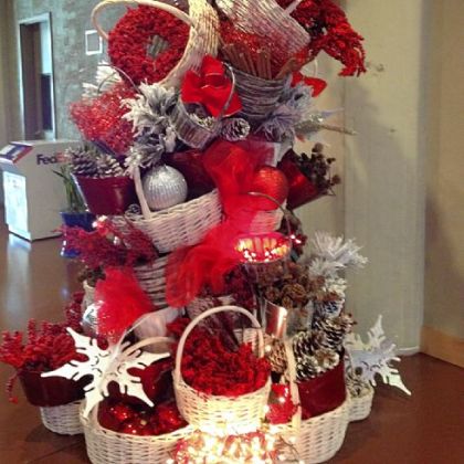Bill Chisnell Productions does a funky basket tree with Christmas cheer.