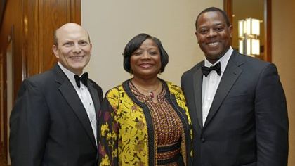 Alan Trivilino, Urban League CEO Esther Bush and Andrew Stockey.