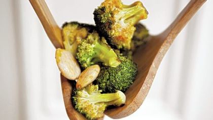 Roasted broccoli with smoked paprika vinaigrette and marcona almonds.