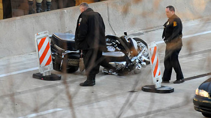 Officials are investigating a motorcycle crash early this morning on the Seventh Avenue ramp from the Veterans Bridge.
