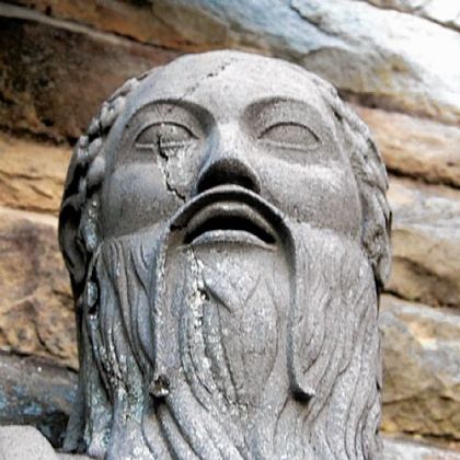 Silenus, an 8-foot tall limestone statue, is one of a dozen art deco statues made by noted sculptor Paul Manship in 1918. This statue, one of two that remains at Loretto, is deteriorating rapidly.
