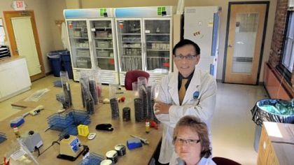 Victor Yu and Janet Stout, Legionnaires' disease experts, at Special Pathogens Laboratory in Uptown.