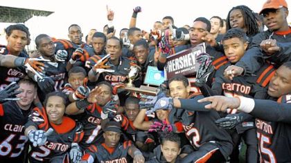 The Clairton Bears celebrate their fourth consecutive PIAA Class A championship.