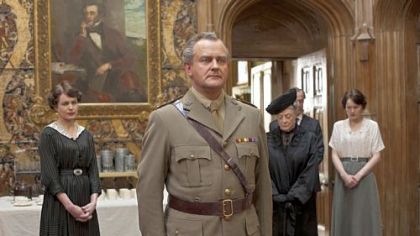 Hugh Bonneville portrays Lord Grantham in "Downton Abbey." Also in the cast are, from left in background: Elizabeth McGovern as Lady Cora, Maggie Smith as the Dowager Countess and Michelle Dockery as Lady Mary.