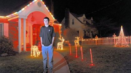 Matt Ennis, 17, designed and built a holiday light show timed to music for his front yard in Bethel Park.