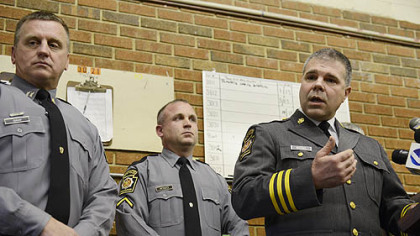Deputy State Police Commissioner Lt. Col. George Bivens addresses the media Friday at a news conference regarding multiple shootings in Geeseytown, part of Frankstown Township in Blair County.