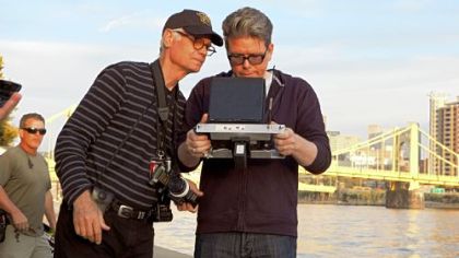 Director of photography Caleb Deschanel and Christopher McQuarrie on set in Pittsburgh.