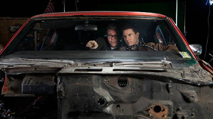 Director and screenwriter Christopher McQuarrie and Tom Cruise on the set of "Jack Reacher."