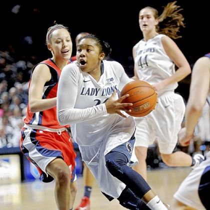 Penn State guard Alex Bentley dribbles past NJIT's Kim Tullis.