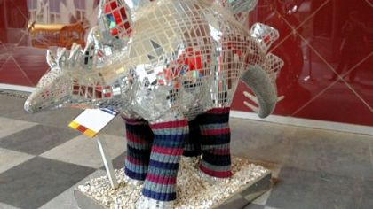 To promote the arrival of the world-premiere of "Flashdance the Musical," the Pittsburgh Cultural Trust partnered with Natural Stitches of East Liberty for Project: Legwarmer Pittsburgh. The result: leg warmers on the Art Institute T-rex, Downtown.
