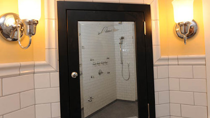 The wheelchair accessible bathroom of the new first floor master suite Suzanne and Neil Alexander.