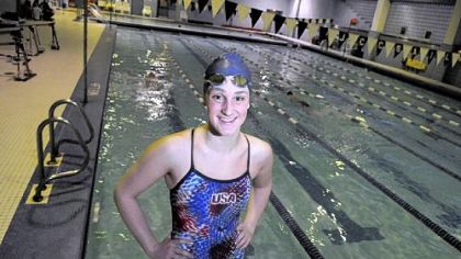 Leah Smith, an Oakland Catholic high school student from Mt. Lebanon, is on the JCC Sailfish swim club, and also competed in the Olympic Trials.