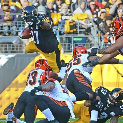 Steelers running back Jonathan Dwyer leaps for yardage a weel agao against the Bengals in the first half at Heinz Field.