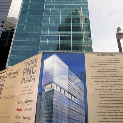Three PNC Plaza features upscale condominiums on floors 14-23. The building opened in 2009 and also houses a Fairmont hotel.