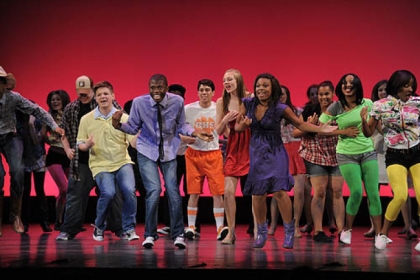 The cast of "Footloose" from Pittsburgh Barack Obama Academy performs at the 2012 Gene Kelly Awards on May 26.