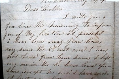 Sgt. Richard Rowland Kirkland's first letter to his family, dated April 1861, shows his beautiful handwriting. His last battle was Sept. 20, 1863, the second day of the Battle of Chickamauga in northwest Georgia.